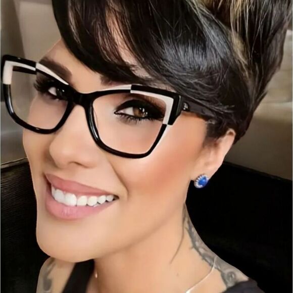Black Cat-Eye Glasses Bold Frames - Picture 1 of 5